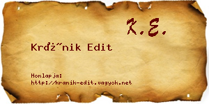 Kránik Edit névjegykártya